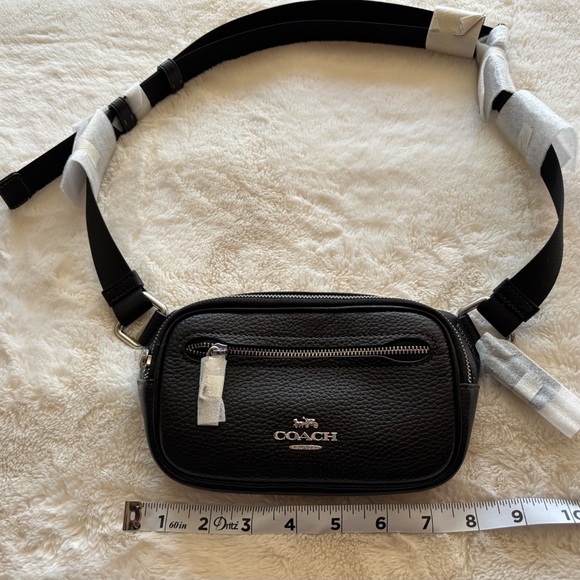 NWT Coach Pebble Leather Black Elias Mini Belt Bag/Fanny Pack - Picture 4 of 12